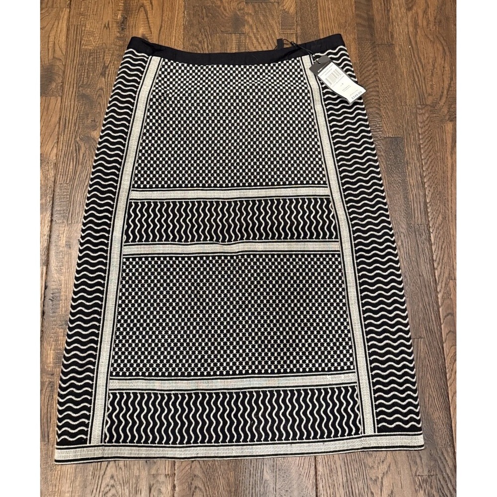 BCBGMAXAZRIA Evangelie Black Embroidered Pencil Midi Skirt 6 NEW WIN3F628-003